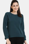 Zivame Cosy Rib Knit Poly Winterwear Sweatshirt - Dark Sea — thumbnail 2